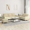 Sofa Sofos komplektas su pagalvėlėmis, 3 dalių, kreminis, audinys