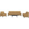 Sofa Sofos komplektas su pagalvėlėmis, 3 dalių, rudas, aksomas