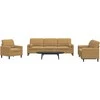 Sofa Sofos komplektas su pagalvėlėmis, 3 dalių, rudas, aksomas