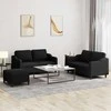 Sofa Sofos komplektas su pagalvėlėmis, 3 dalių, juodas, audinys