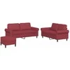 Sofa Sofos komplektas su pagalvėlėmis, 3 dalių, vyno, dirbtinė oda