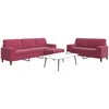Sofa Sofos komplektas su pagalvėlėmis, 3 dalių, vyno, aksomas