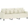 Sofa Sofos komplektas su pagalvėlėmis, 3 dalių, kreminis, aksomas