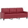 Sofa Sofos komplektas su pagalvėlėmis, 3 dalių, vyno, dirbtinė oda