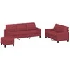 Sofa Sofos komplektas su pagalvėlėmis, 3 dalių, vyno, dirbtinė oda