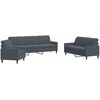 Sofa Sofos komplektas su pagalvėlėmis, 3 dalių, pilkas, aksomas