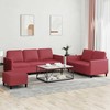 Sofa Sofos komplektas su pagalvėlėmis, 3 dalių, vyno, dirbtinė oda
