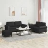 Sofa Sofos komplektas su pagalvėlėmis, 3 dalių, juodas, dirbtinė oda