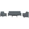 Sofa Sofos komplektas su pagalvėlėmis, 3 dalių, pilkas, aksomas