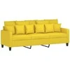 Sofa Sofos komplektas su pagalvėlėmis, 3 dalių, geltonas, audinys