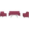 Sofa Sofos komplektas su pagalvėlėmis, 3 dalių, vyno, aksomas