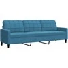 Sofa Sofos komplektas su pagalvėlėmis, 3 dalių, mėlynas, aksomas