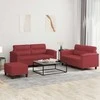 Sofa Sofos komplektas su pagalvėlėmis, 3 dalių, vyno, dirbtinė oda
