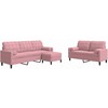 Sofa Sofos komplektas su pagalvėlėmis, 3 dalių, rožinis, aksomas