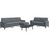 Sofa Sofos komplektas su pagalvėlėmis, 3 dalių, pilkas, aksomas