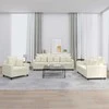 Sofa Sofos komplektas su pagalvėlėmis, 3 dalių, kreminis, aksomas