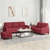 Sofa Sofos komplektas su pagalvėlėmis, 3 dalių, vyno, dirbtinė oda