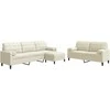 Sofa Sofos komplektas su pagalvėlėmis, 3 dalių, kreminis, aksomas