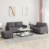 Sofa Sofos komplektas su pagalvėlėmis, 3 dalių, pilkas, dirbtinė oda