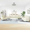 Sofa Sofos komplektas su pagalvėlėmis, 3 dalių, kreminis, aksomas