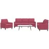 Sofa Sofos komplektas su pagalvėlėmis, 3 dalių, vyno, aksomas