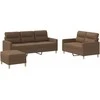 Sofa Sofos komplektas su pagalvėlėmis, 3 dalių, rudas, audinys
