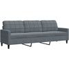 Sofa Sofos komplektas su pagalvėlėmis, 3 dalių, pilkas, aksomas