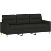Sofa Sofos komplektas su pagalvėlėmis, 3 dalių, juodas, audinys