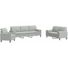 Sofa Sofos komplektas su pagalvėlėmis, 3 dalių, pilkas, aksomas
