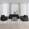 Sofa Sofos komplektas su pagalvėlėmis, 3 dalių, juodas, aksomas
