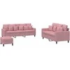 Sofa Sofos komplektas su pagalvėlėmis, 3 dalių, rožinis, aksomas