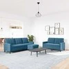 Sofa Sofos komplektas su pagalvėlėmis, 3 dalių, mėlynas, aksomas