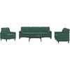 Sofa Sofos komplektas su pagalvėlėmis, 3 dalių, žalias, aksomas