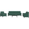 Sofa Sofos komplektas su pagalvėlėmis, 3 dalių, žalias, aksomas