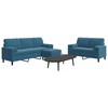 Sofa Sofos komplektas su pagalvėlėmis, 3 dalių, mėlynas, aksomas