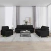 Sofa Sofos komplektas su pagalvėlėmis, 3 dalių, juodas, audinys