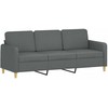Sofa Sofos komplektas su pagalvėlėmis, 3 dalių, pilkas, audinys