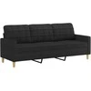 Sofa Sofos komplektas su pagalvėlėmis, 3 dalių, juodas, audinys