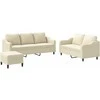 Sofa Sofos komplektas su pagalvėlėmis, 3 dalių, kreminis, audinys