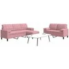 Sofa Sofos komplektas su pagalvėlėmis, 3 dalių, rožinis, aksomas