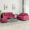 Sofa Sofos komplektas su pagalvėlėmis, 3 dalių, vyno, aksomas