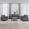 Sofa Sofos komplektas su pagalvėlėmis, 3 dalių, pilkas, dirbtinė oda