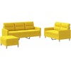Sofa Sofos komplektas su pagalvėlėmis, 3 dalių, geltonas, audinys