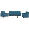 Sofa Sofos komplektas su pagalvėlėmis, 3 dalių, mėlynas, aksomas