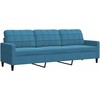 Sofa Sofos komplektas su pagalvėlėmis, 3 dalių, mėlynas, aksomas