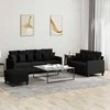 Sofa Sofos komplektas su pagalvėlėmis, 3 dalių, juodas, audinys