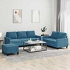 Sofa Sofos komplektas su pagalvėlėmis, 3 dalių, mėlynas, aksomas