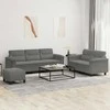 Sofa Sofos komplektas su pagalvėlėmis, 3 dalių, pilkas, audinys
