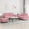 Sofa Sofos komplektas su pagalvėlėmis, 3 dalių, rožinis, aksomas