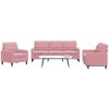 Sofa Sofos komplektas su pagalvėlėmis, 3 dalių, rožinis, aksomas